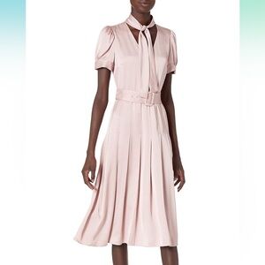 NWT Karl Lagerfeld Paris Womens Pink Button Front Calf Midi Dress size 4